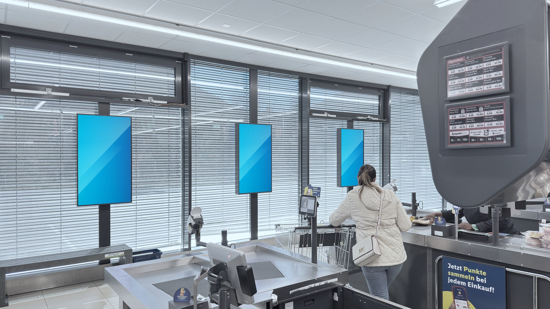 DOOH-Werbescreens in einer Lidl-Filiale in der Schweiz